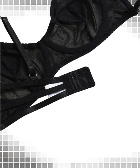 Women's Sexy Clothing, Mesh sexy heart-shaped rhinestone lingerie 3-piece set, Nightout, OOTD