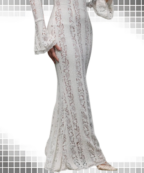 Lace Off-the-shoulder Long-sleeved Tube Dress