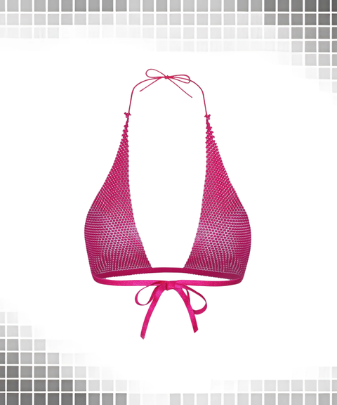 Sexy Mesh Rhinestone Tie-Up Top