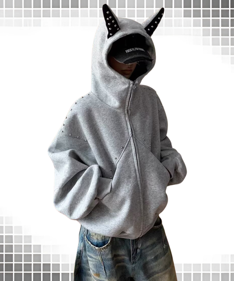 Hoodie with studded Doberman ears