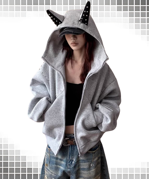 Hoodie with studded Doberman ears