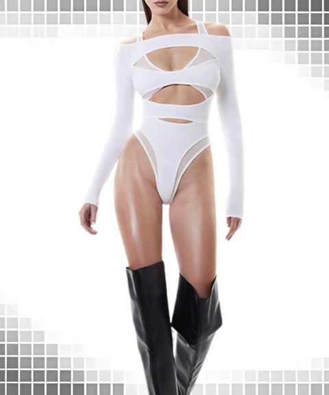 Long-sleeved Cutout Bodysuit