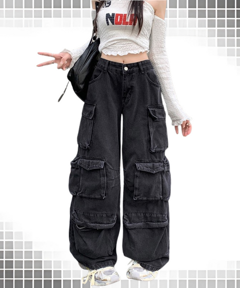 Multi-pocket Wide-leg Work pants