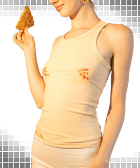 Burger Pizza Print Tank Top