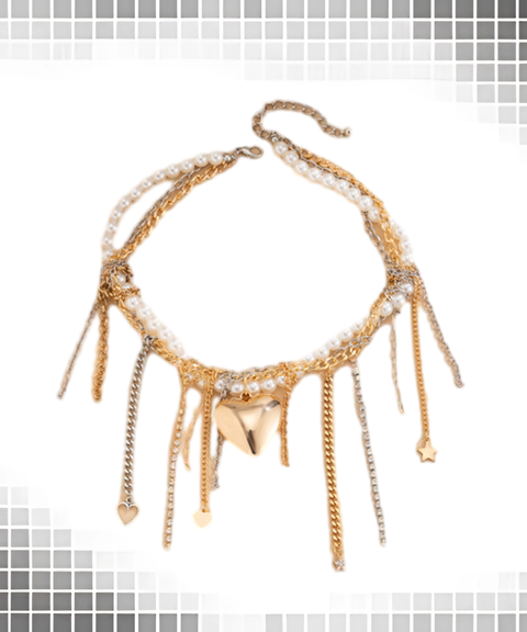 Love Heart Pearl Tassel Necklace
