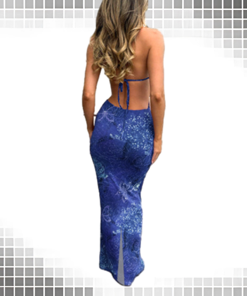 Printed Holiday Chest Cutout Strap Dress