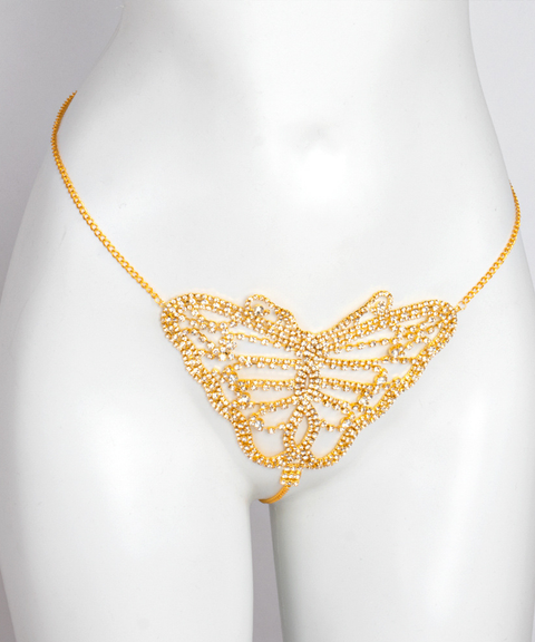 Sexy Sparkling Rhinestone Bikini Thong & Bra Chain Set