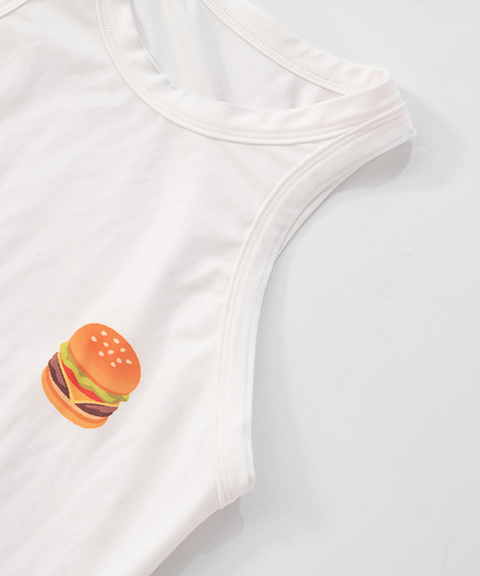 Burger Pizza Print Tank Top