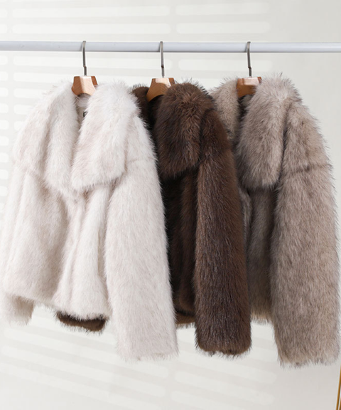Winter long fur collar coat