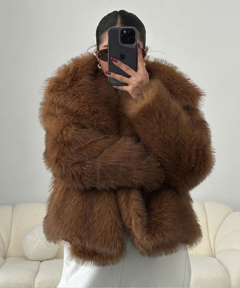 Winter long fur collar coat