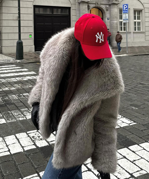 Winter long fur collar coat