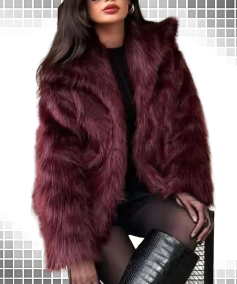 Winter long fur collar coat