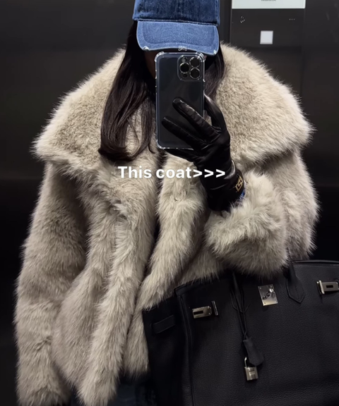 Winter long fur collar coat