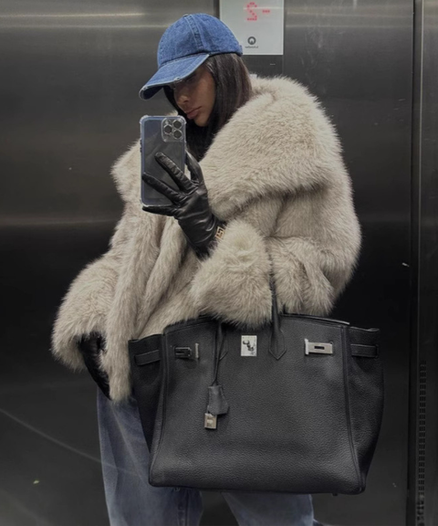 Winter long fur collar coat