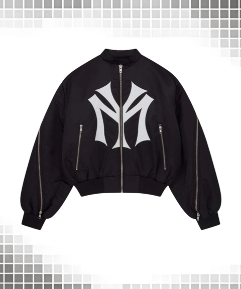 Multi-zipper design letter embroidered jacket