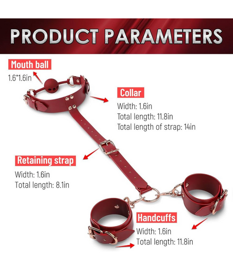 Women's Sexy Clothing, BDSM Leather Silicone Gag & Bondage Handcuff Set, Nightout OOTD