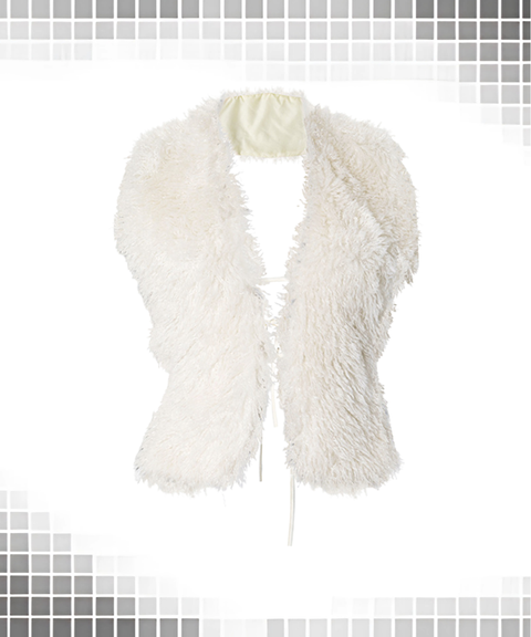 Sexy backless halter neck top and vest with fur collar