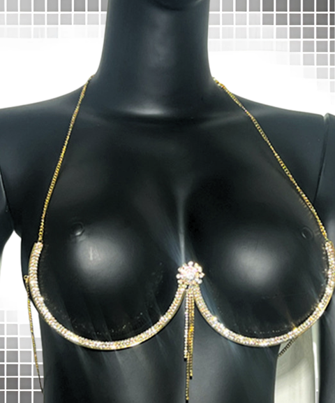Women's Sexy ACCRhinestone heart-shaped bra body chain,Nightout OOTD