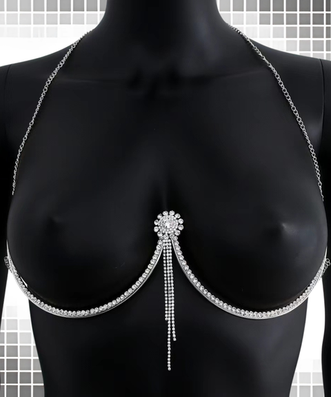 Women's Sexy ACCRhinestone heart-shaped bra body chain,Nightout OOTD