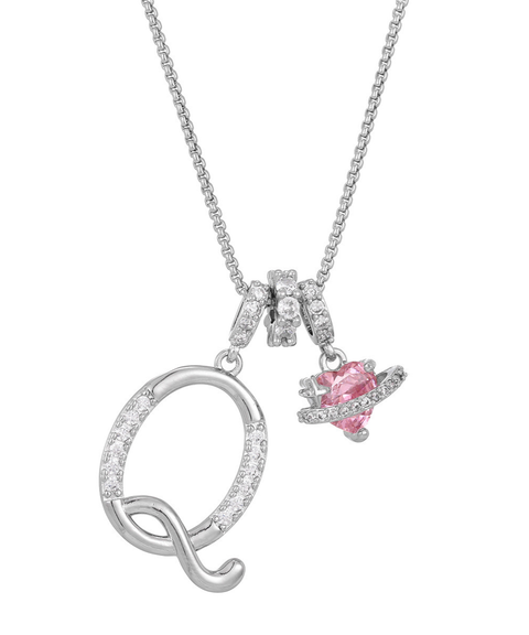 Rhinestone Metal 26 Letters Alphabet Necklace