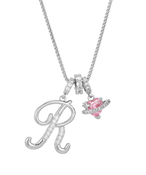 Rhinestone Metal 26 Letters Alphabet Necklace