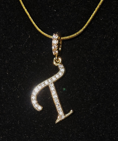 Rhinestone Metal 26 Letters Alphabet Necklace