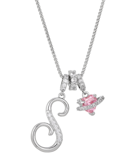 Rhinestone Metal 26 Letters Alphabet Necklace