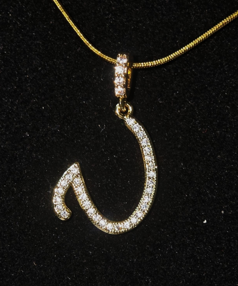 Rhinestone Metal 26 Letters Alphabet Necklace