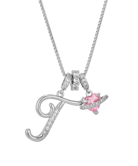 Rhinestone Metal 26 Letters Alphabet Necklace