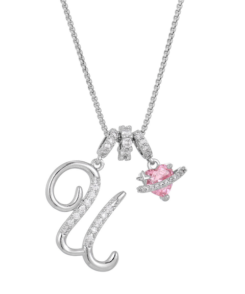 Rhinestone Metal 26 Letters Alphabet Necklace