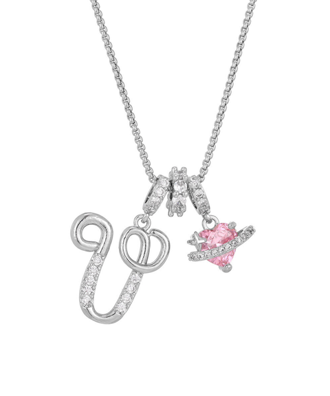 Rhinestone Metal 26 Letters Alphabet Necklace