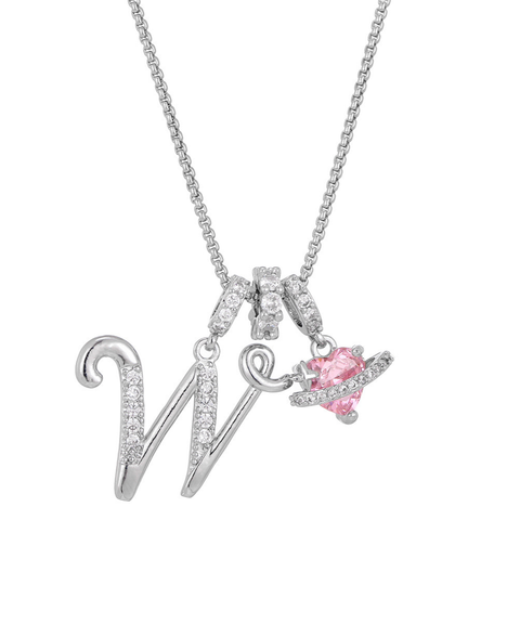 Rhinestone Metal 26 Letters Alphabet Necklace