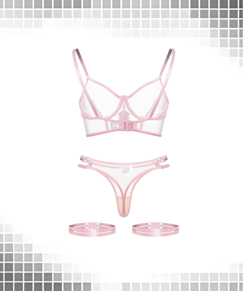 Women's Sexy Clothing, Lace Mesh See-through Bra Set, Nightout OOTD