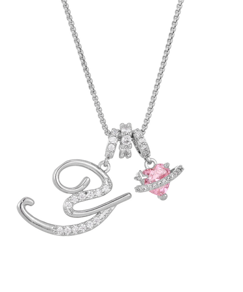 Rhinestone Metal 26 Letters Alphabet Necklace