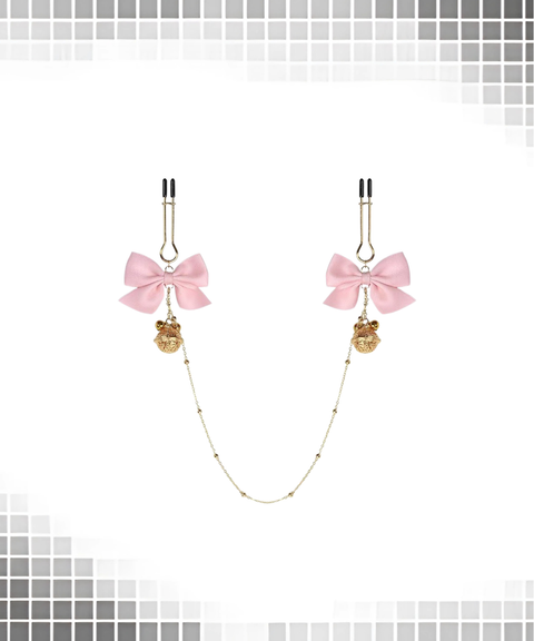 Women's Sexy ACCSM butterfly bow bell nipple clamps and nipple chain,Nightout OOTD