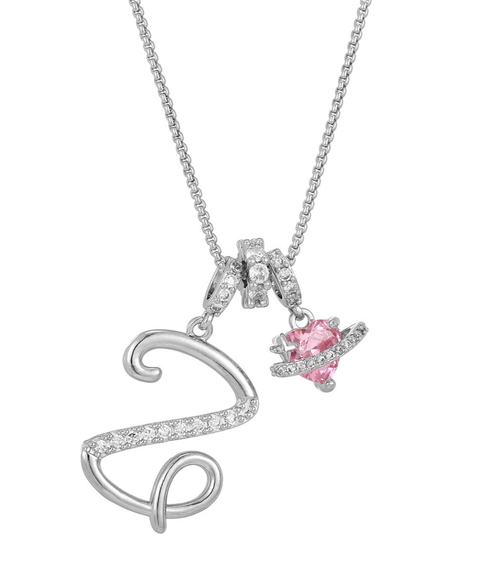Rhinestone Metal 26 Letters Alphabet Necklace