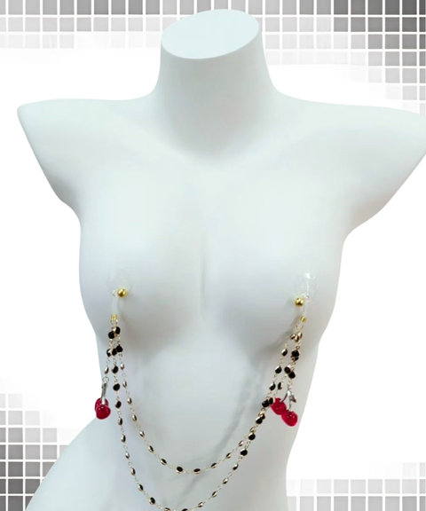 Women's Sexy Clothing,Diamond-encrusted chain cherry nipple chain ,Nightout OOTD
