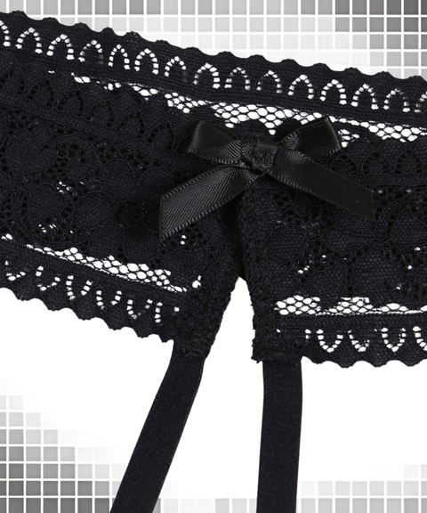 Women's Sexy Clothing, Lace Bow Cut-Out Open-Crotch Thong, Nightout OOTD