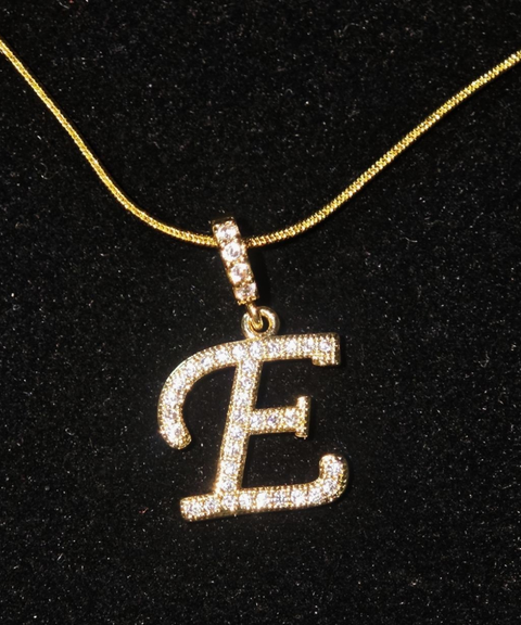Rhinestone Metal 26 Letters Alphabet Necklace