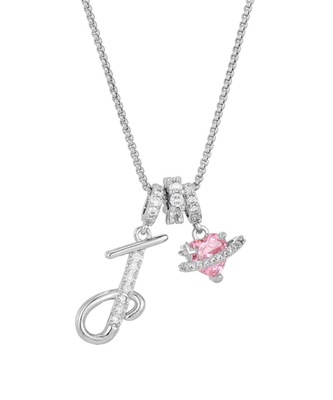 Rhinestone Metal 26 Letters Alphabet Necklace