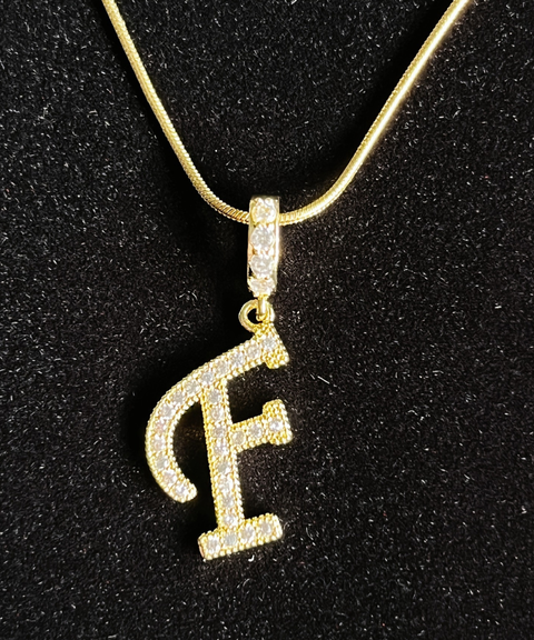 Rhinestone Metal 26 Letters Alphabet Necklace