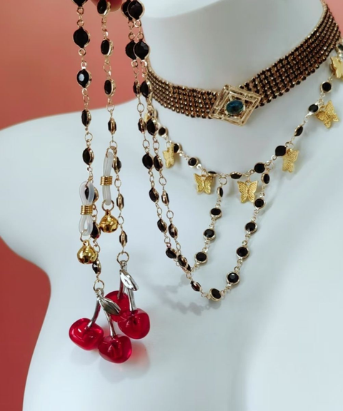 Women's Sexy Clothing,Diamond-encrusted chain cherry nipple chain ,Nightout OOTD