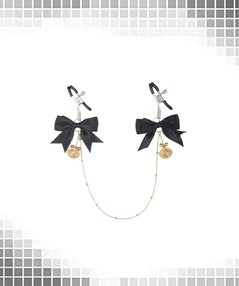 Women's Sexy ACCSM butterfly bow bell nipple clamps and nipple chain,Nightout OOTD