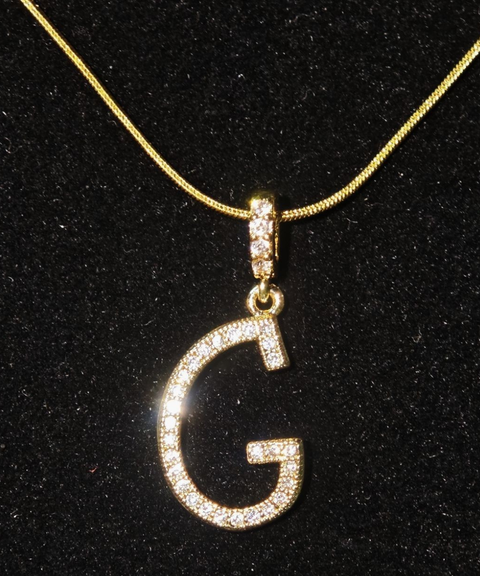 Rhinestone Metal 26 Letters Alphabet Necklace