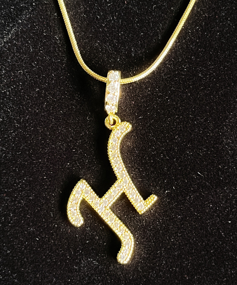Rhinestone Metal 26 Letters Alphabet Necklace