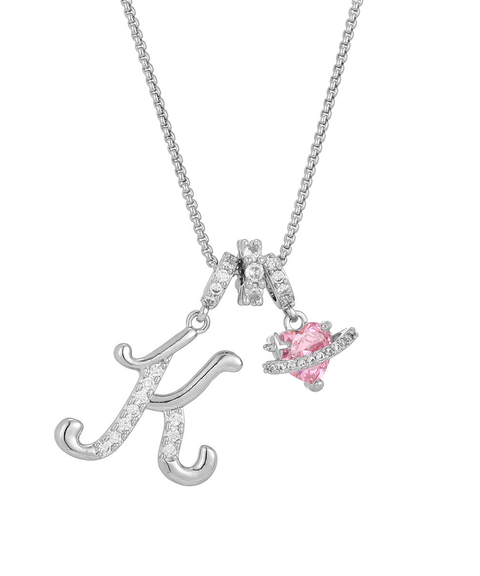Rhinestone Metal 26 Letters Alphabet Necklace