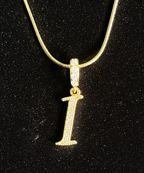 Rhinestone Metal 26 Letters Alphabet Necklace