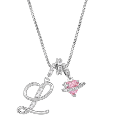 Rhinestone Metal 26 Letters Alphabet Necklace