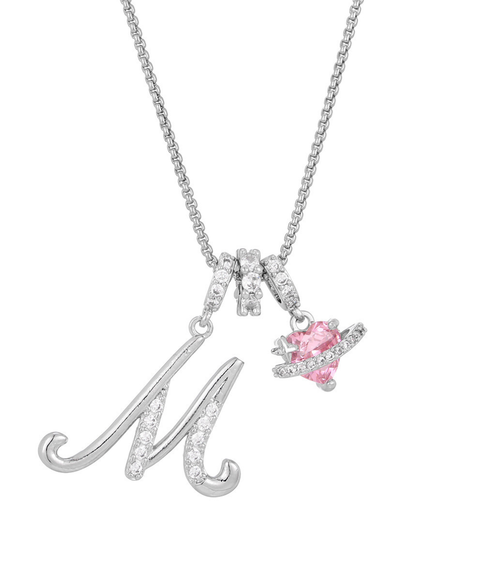 Rhinestone Metal 26 Letters Alphabet Necklace