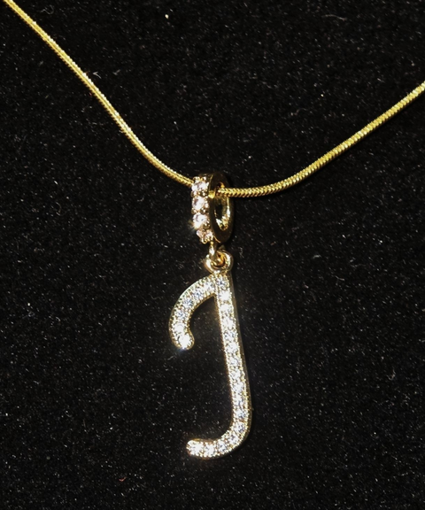 Rhinestone Metal 26 Letters Alphabet Necklace